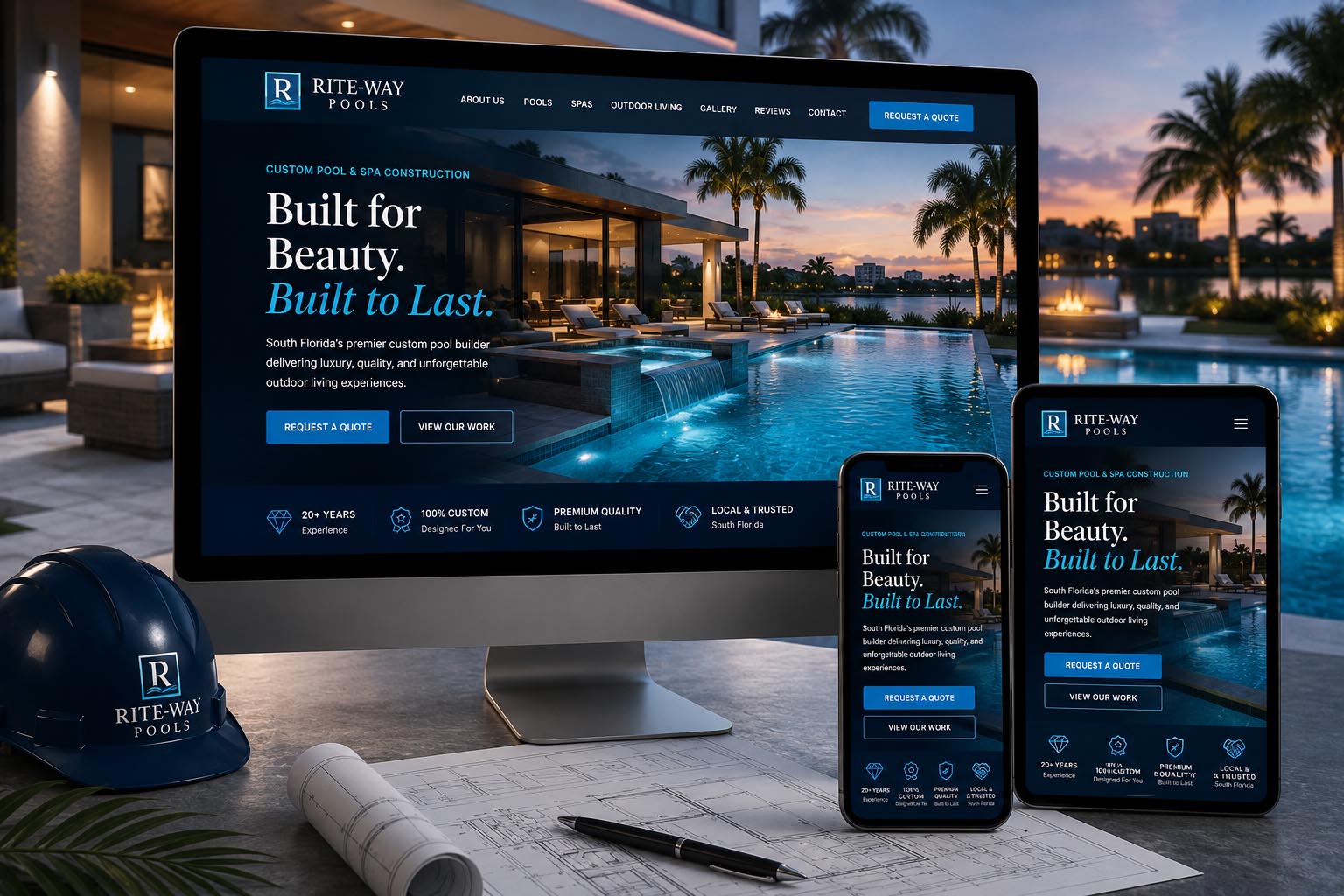 Rite-Way Pools custom pool and spa construction website design by WeDoMedia